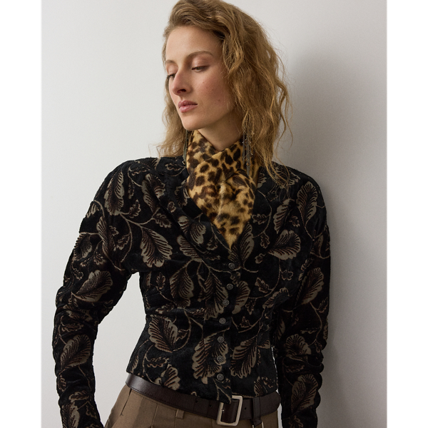Dark Grey Multi Pendy Feather Velvet Jacquard Jacket Ralph Lauren Collection 7