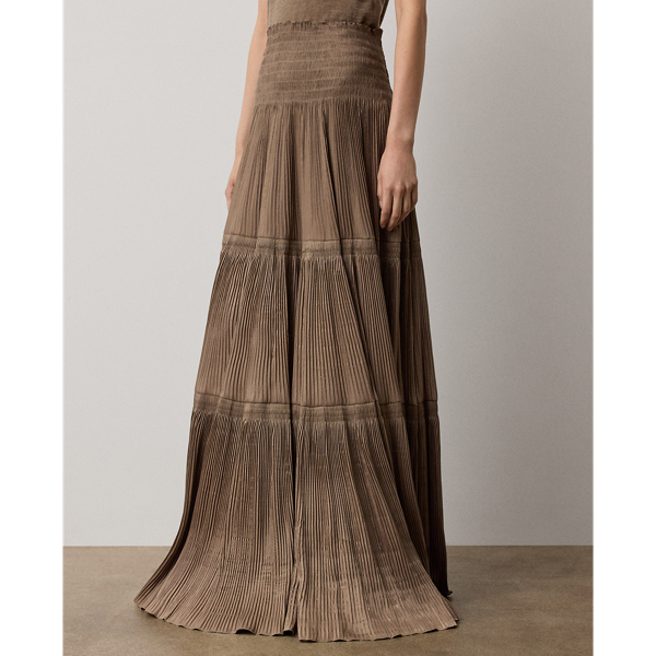 Adeena Pleated Lam&eacute; Maxiskirt