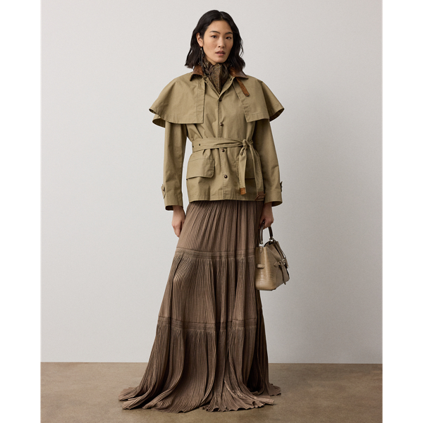 Adeena Pleated Lam&eacute; Maxiskirt
