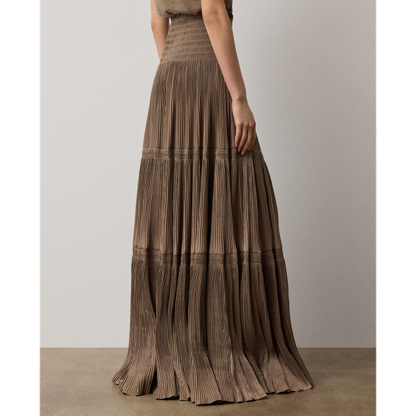 Adeena Pleated Lam&eacute; Maxiskirt