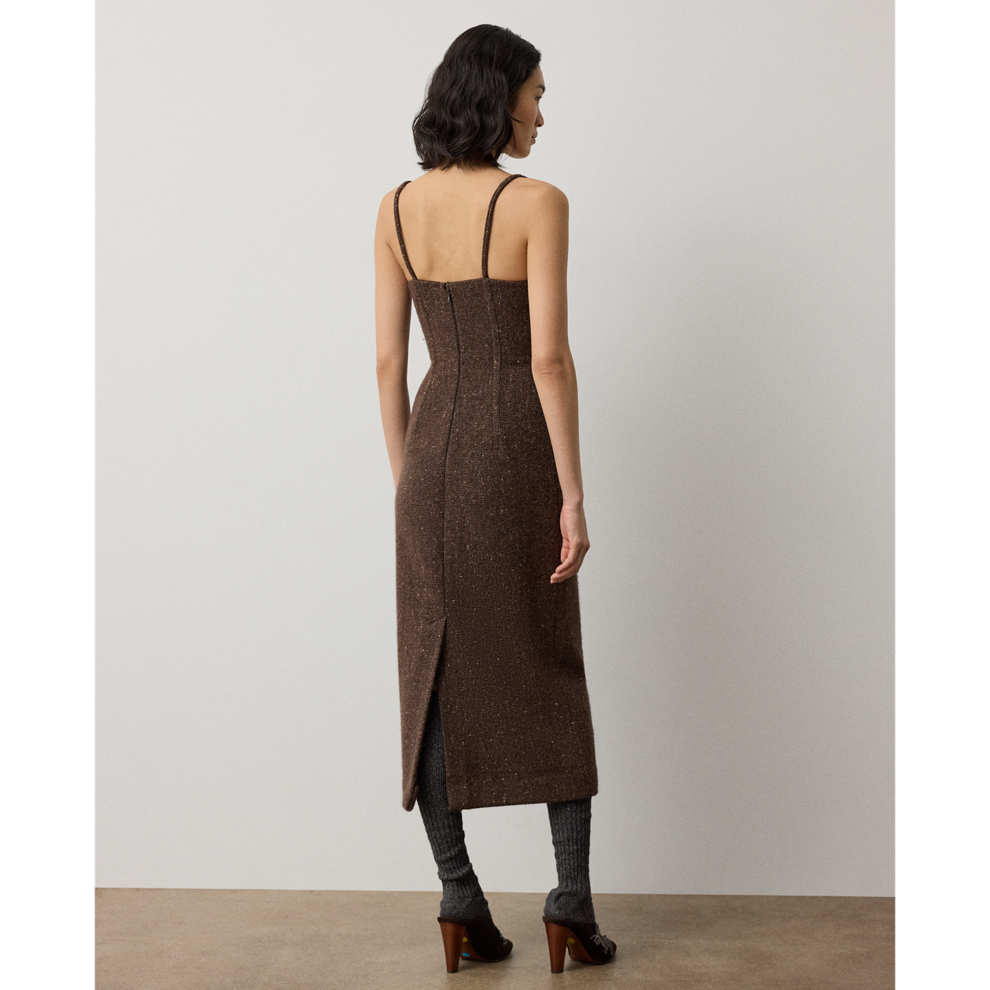 Женское платье Ralph Lauren Jocey Wool-Blend Donegal Tweed Day, цвет: Коричневый разноцветный — фото 2