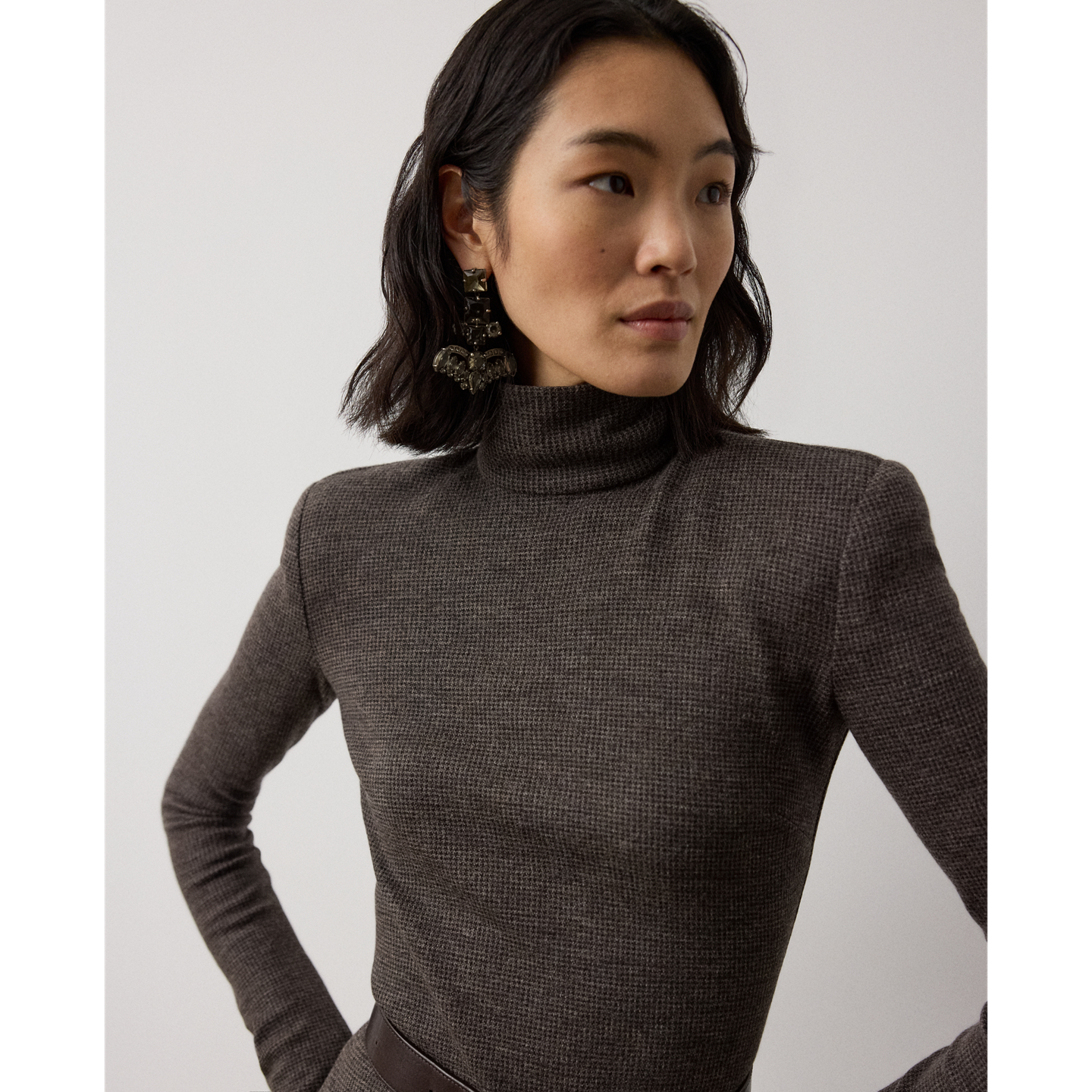 Женское платье Ralph Lauren Emmerson Tick-Weave Jersey Day, цвет: Серо-коричневый серый меланжевый — фото 3