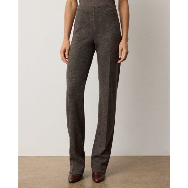 Taupe Grey Melange Macy Tick-Weave Jersey Pant Ralph Lauren Collection 4
