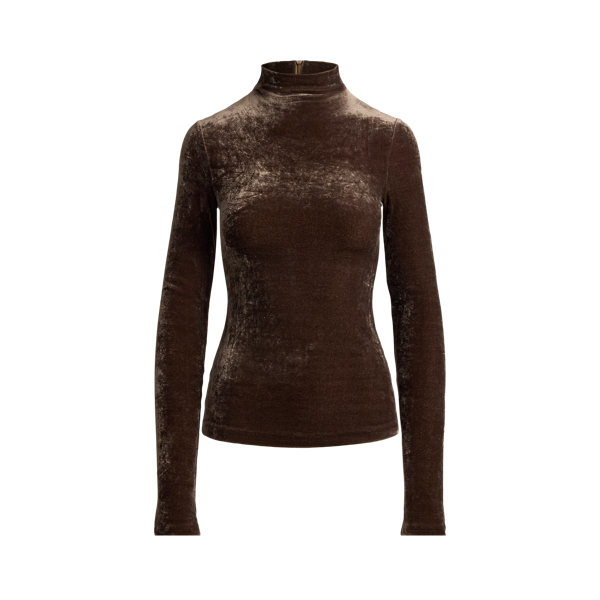 Taupe Ilene Velour Mockneck Top Ralph Lauren Collection 2