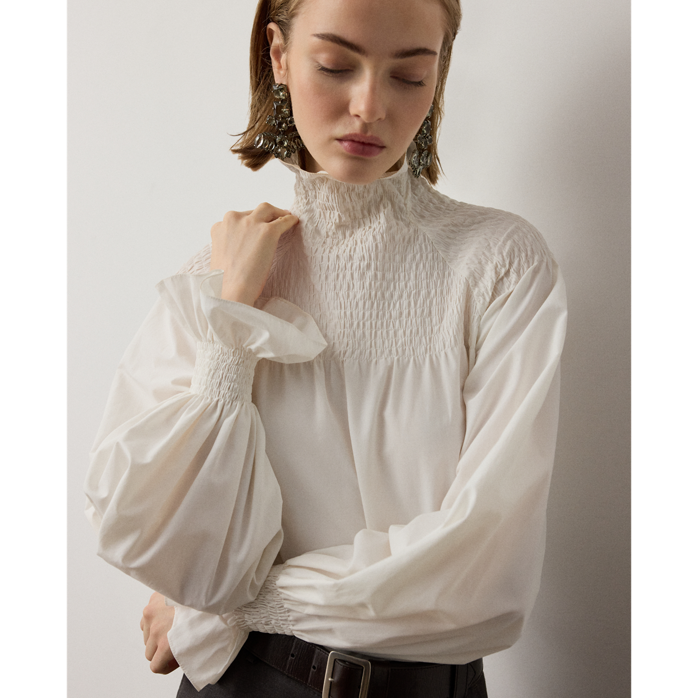 Женская блузка Ralph Lauren Maddison Poplin, цвет: Кремовый — фото 3