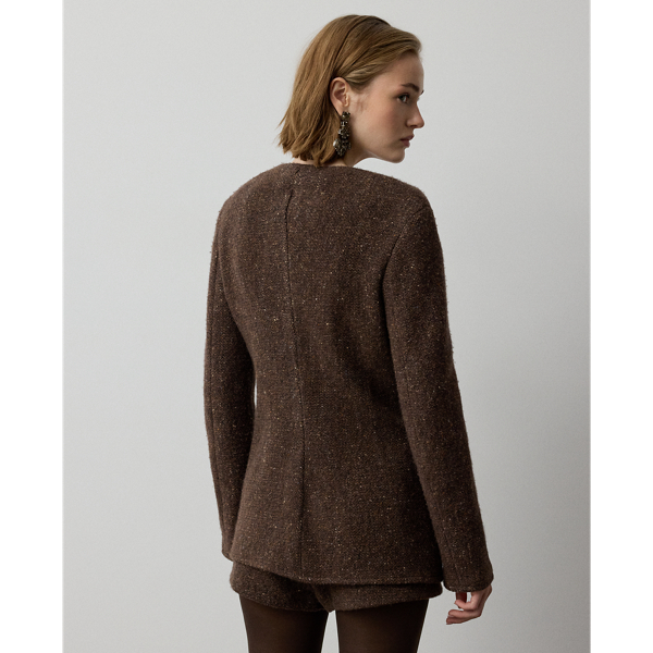 Brown Multi Alira Wool-Blend Donegal Tweed Jacket Ralph Lauren Collection 5