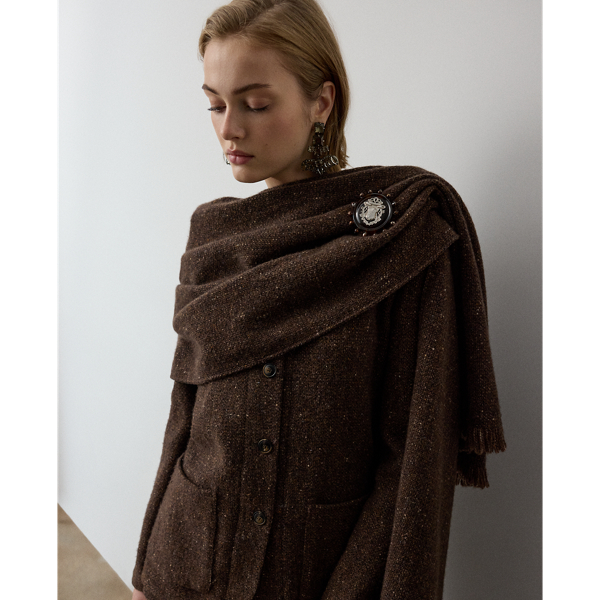 Brown Multi Alira Wool-Blend Donegal Tweed Jacket Ralph Lauren Collection 6