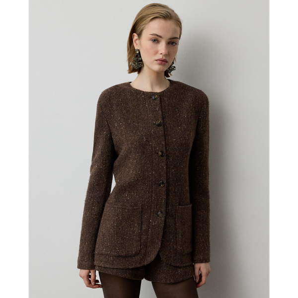 Brown Multi Alira Wool-Blend Donegal Tweed Jacket Ralph Lauren Collection 7