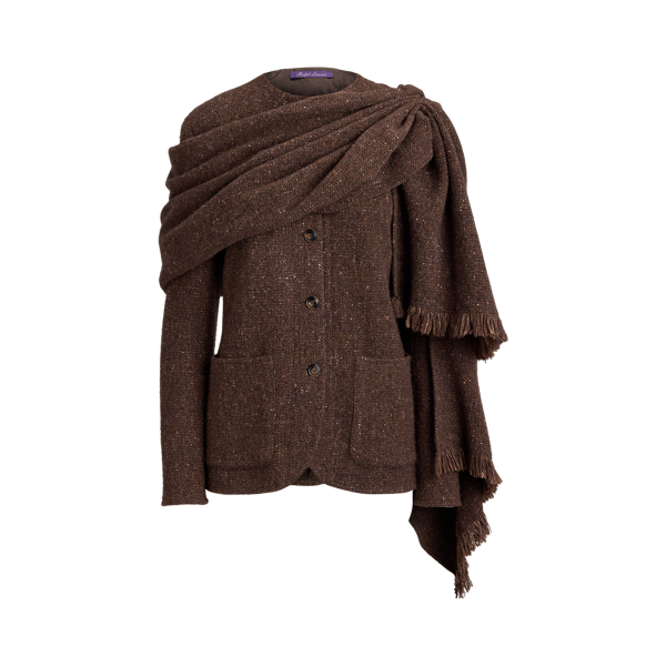 Brown Multi Alira Wool-Blend Donegal Tweed Jacket Ralph Lauren Collection 2