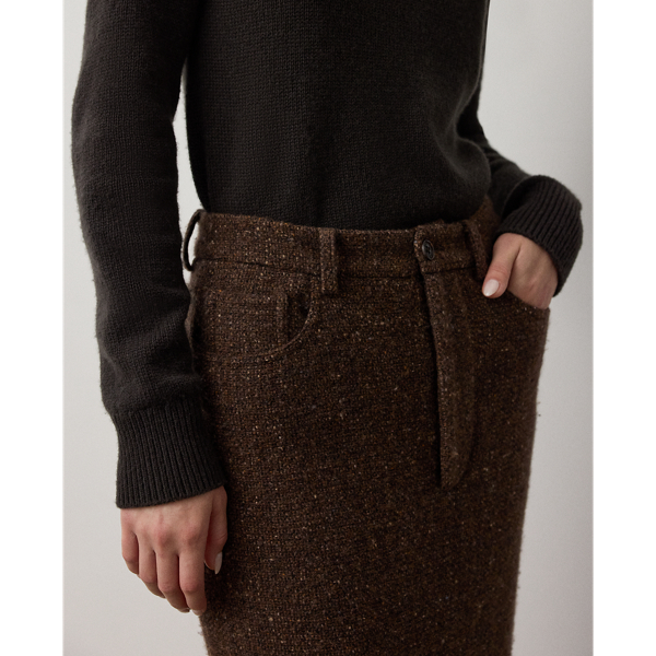 Brown Multi Fontaine Wool-Blend Donegal Tweed Skirt Ralph Lauren Collection 6