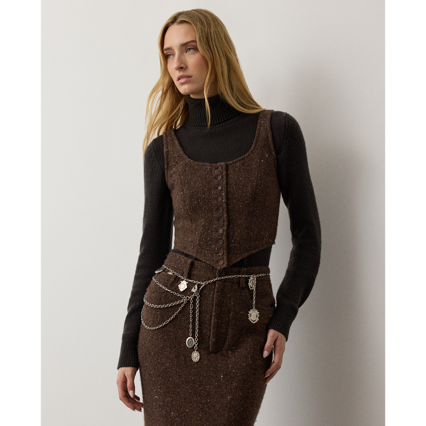 Женский топ Ralph Lauren Sherry из твида донегал, смесь шерсти, цвет: Коричневый разноцветный — фото 4