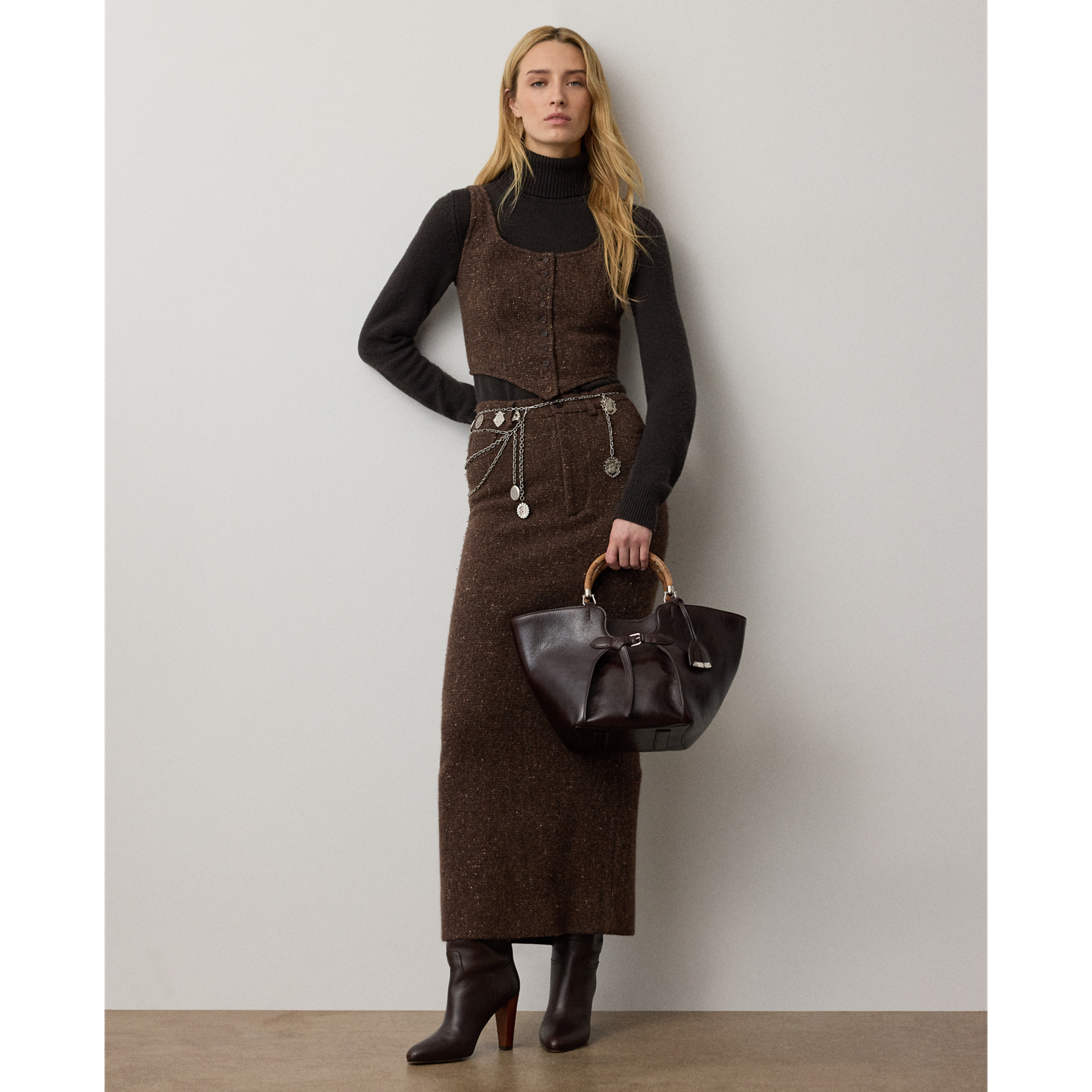 Женский топ Ralph Lauren Sherry из твида донегал, смесь шерсти, цвет: Коричневый разноцветный — фото 1