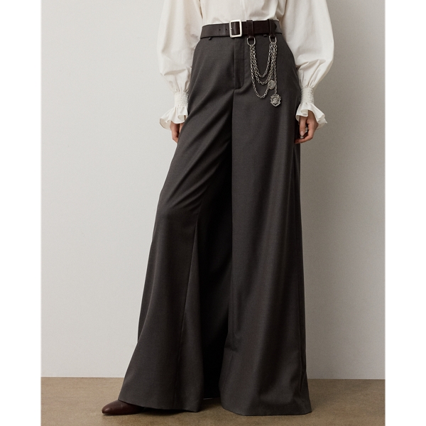 Taupe Grey Melange Elba Wool-Silk Pant Ralph Lauren Collection 4