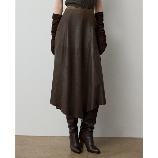 Cecilie Distressed Lambskin Skirt