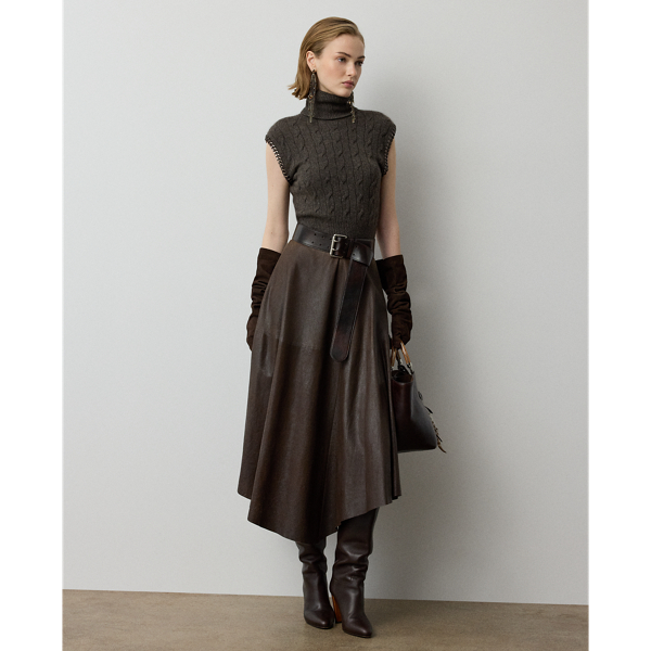 Cecilie Distressed Lambskin Skirt