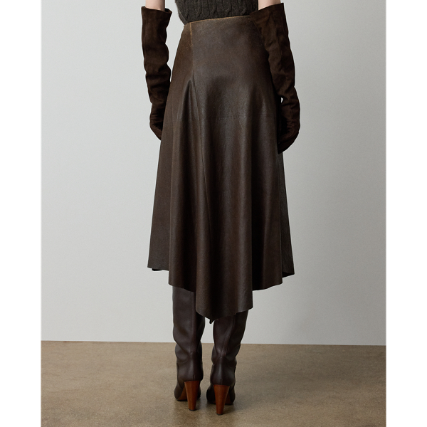 Cecilie Distressed Lambskin Skirt