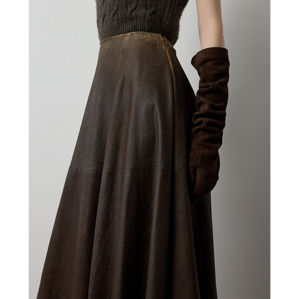 Cecilie Distressed Lambskin Skirt
