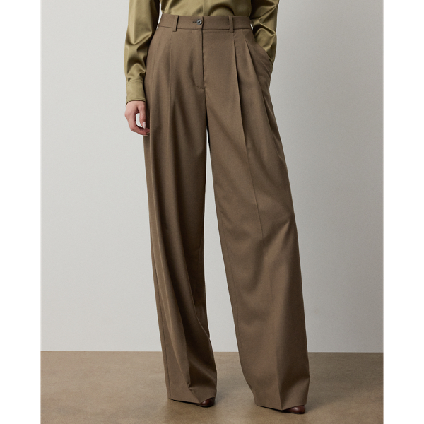 Taupe Melange Clarice Wool-Blend Pant Ralph Lauren Collection 4