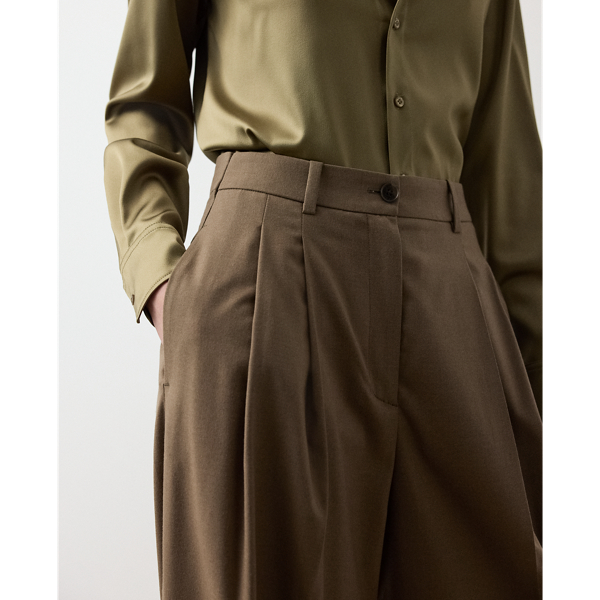 Taupe Melange Clarice Wool-Blend Pant Ralph Lauren Collection 6