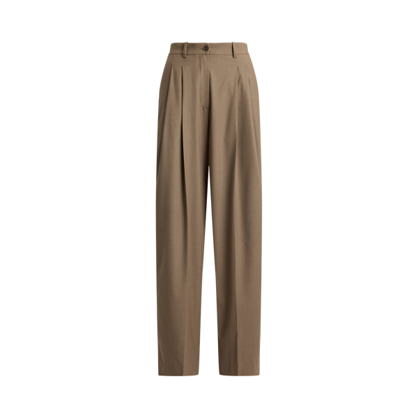 Taupe Melange Clarice Wool-Blend Pant Ralph Lauren Collection 2