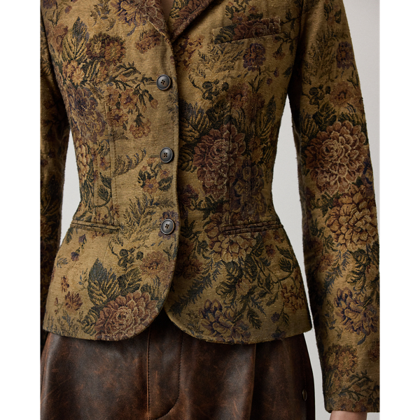 Warm Taupe Multi Maurice Floral Gobelin Jacket Ralph Lauren Collection 7