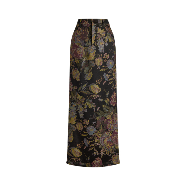 Brown Multi Fontaine Floral Jacquard Skirt Ralph Lauren Collection 2