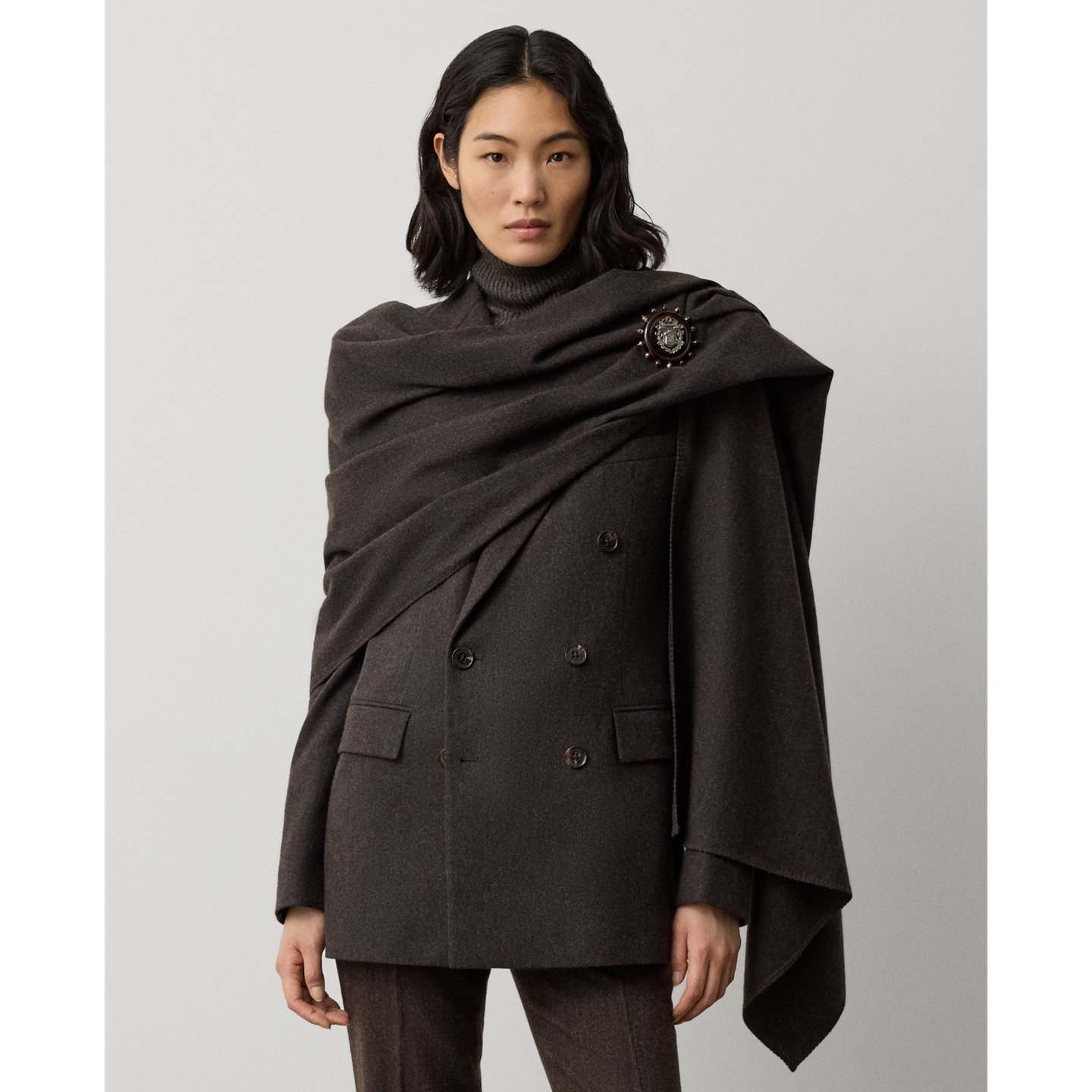 Женская куртка Ralph Lauren Rolland Wool Herringbone, цвет: Серо-коричневый серый меланжевый — фото 5