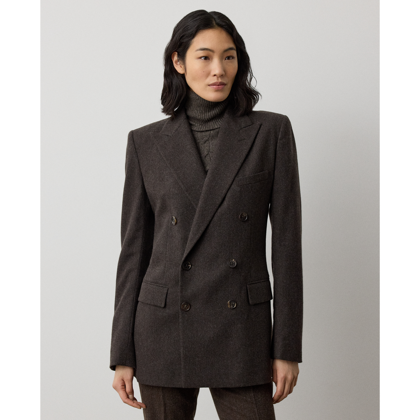 Женская куртка Ralph Lauren Rolland Wool Herringbone, цвет: Серо-коричневый серый меланжевый — фото 4
