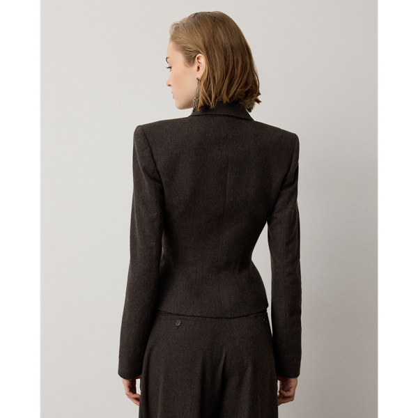 Taupe Grey Melange Joleene Wool Herringbone Jacket Ralph Lauren Collection 5