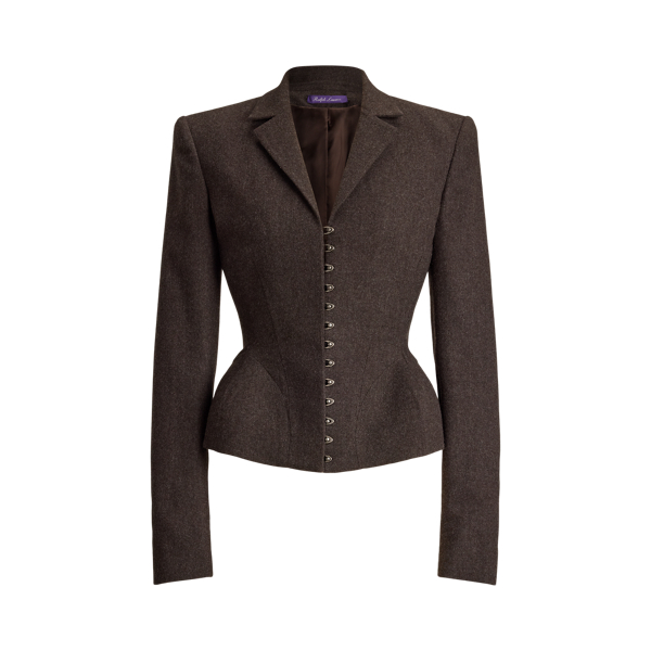 Taupe Grey Melange Joleene Wool Herringbone Jacket Ralph Lauren Collection 2