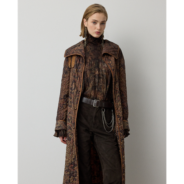 Luggage Brown Multi Chayce Paisley Quilted Coat Ralph Lauren Collection 4