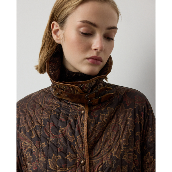 Luggage Brown Multi Chayce Paisley Quilted Coat Ralph Lauren Collection 6
