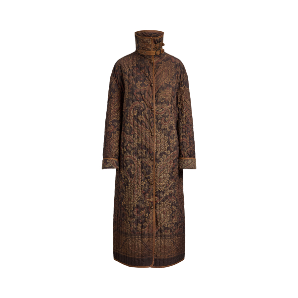 Luggage Brown Multi Chayce Paisley Quilted Coat Ralph Lauren Collection 2