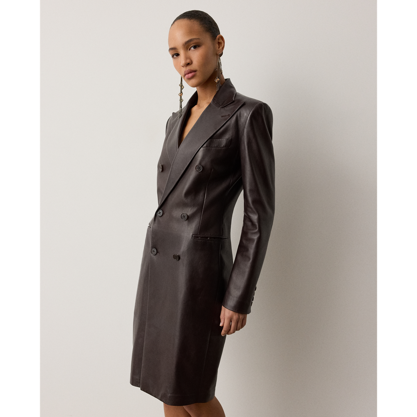 Женское платье Ralph Lauren Doritte Lambskin Day, цвет: Шоколадный — фото 1