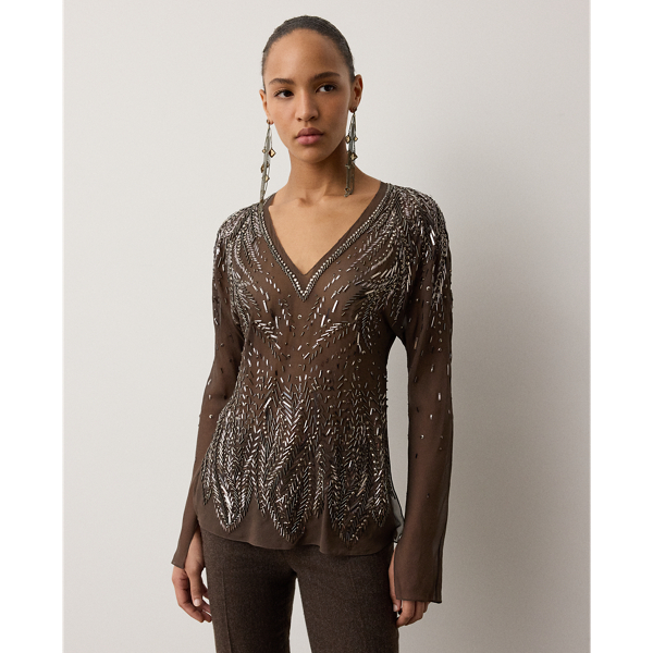 Sasha Embellished Silk Georgette Blouse