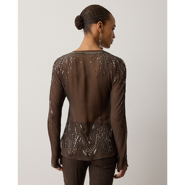 Sasha Embellished Silk Georgette Blouse