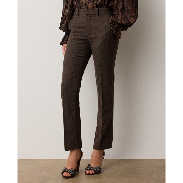 Taupe Grey Melange Andrey Wool Herringbone Pant Ralph Lauren Collection 4
