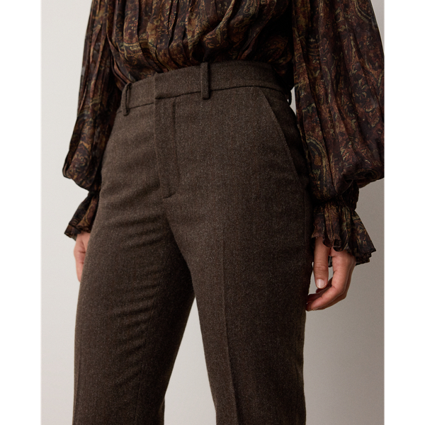 Taupe Grey Melange Andrey Wool Herringbone Pant Ralph Lauren Collection 6