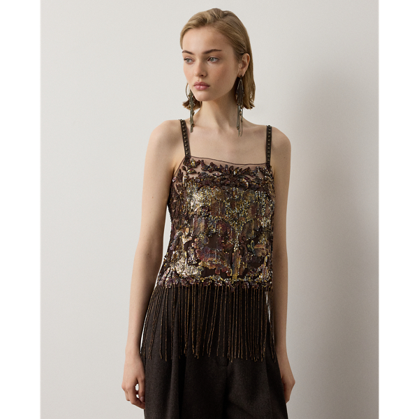 Sonara Fringe-Trim Embellished Top