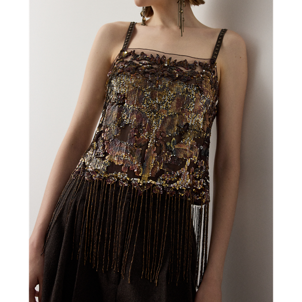Sonara Fringe-Trim Embellished Top