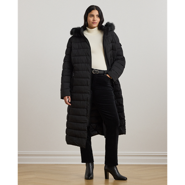 Lauren ralph lauren quilted faux fur hooded coat on sale