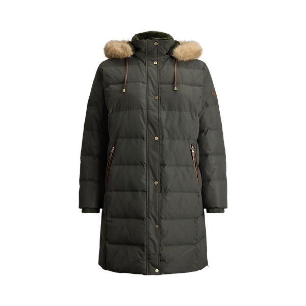 Faux-Fur-Trim Hooded Down Coat Lauren Woman 1