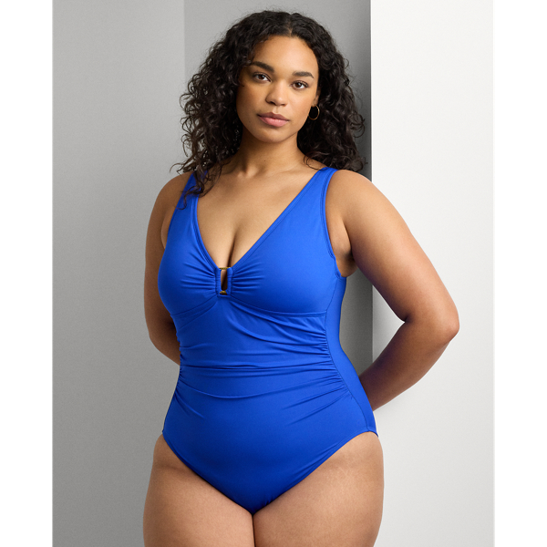 Royal Shirred Ring-Front One-Piece Lauren Woman 1