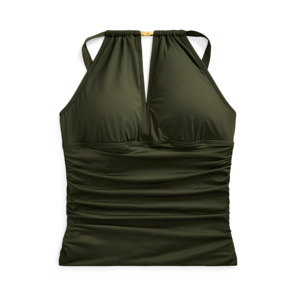 Shirred Halter Tankini Top Lauren Woman 1