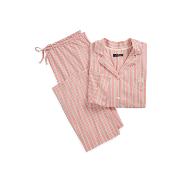 Striped Cotton-Blend-Jersey Sleep Set Lauren Woman 1