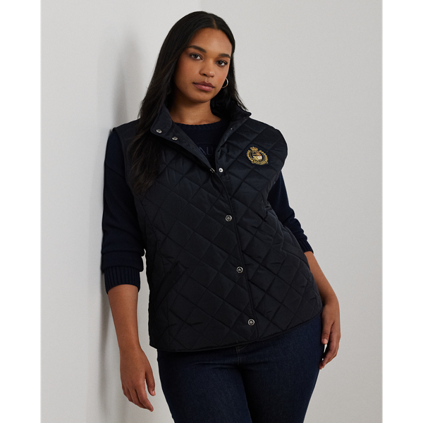 Crest-Patch Quilted Mockneck Vest