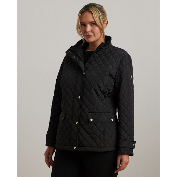 Diamond-Quilted Mockneck Jacket