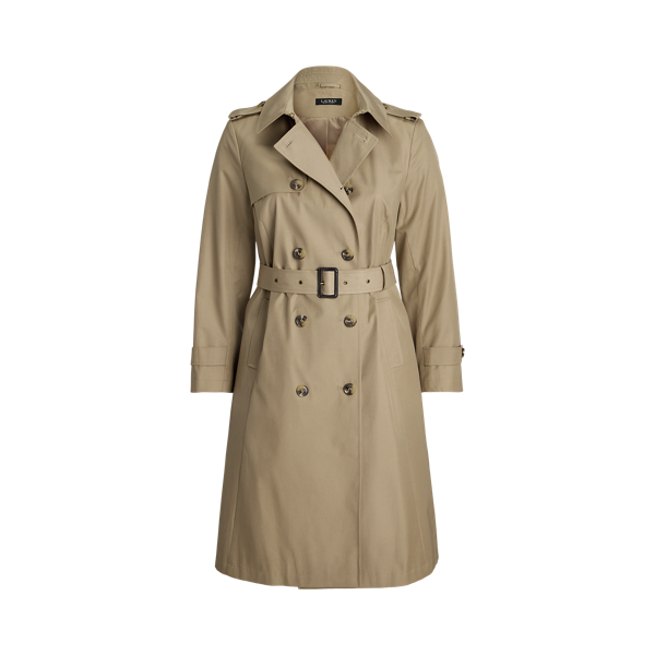 Double Breasted Cotton Blend Trench Coat