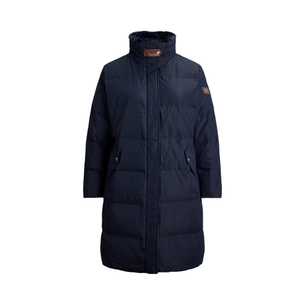 Doudoune col entonnoir fausse fourrure