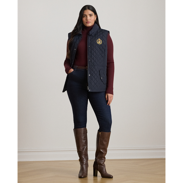 Crest-Patch Diamond-Quilted Vest